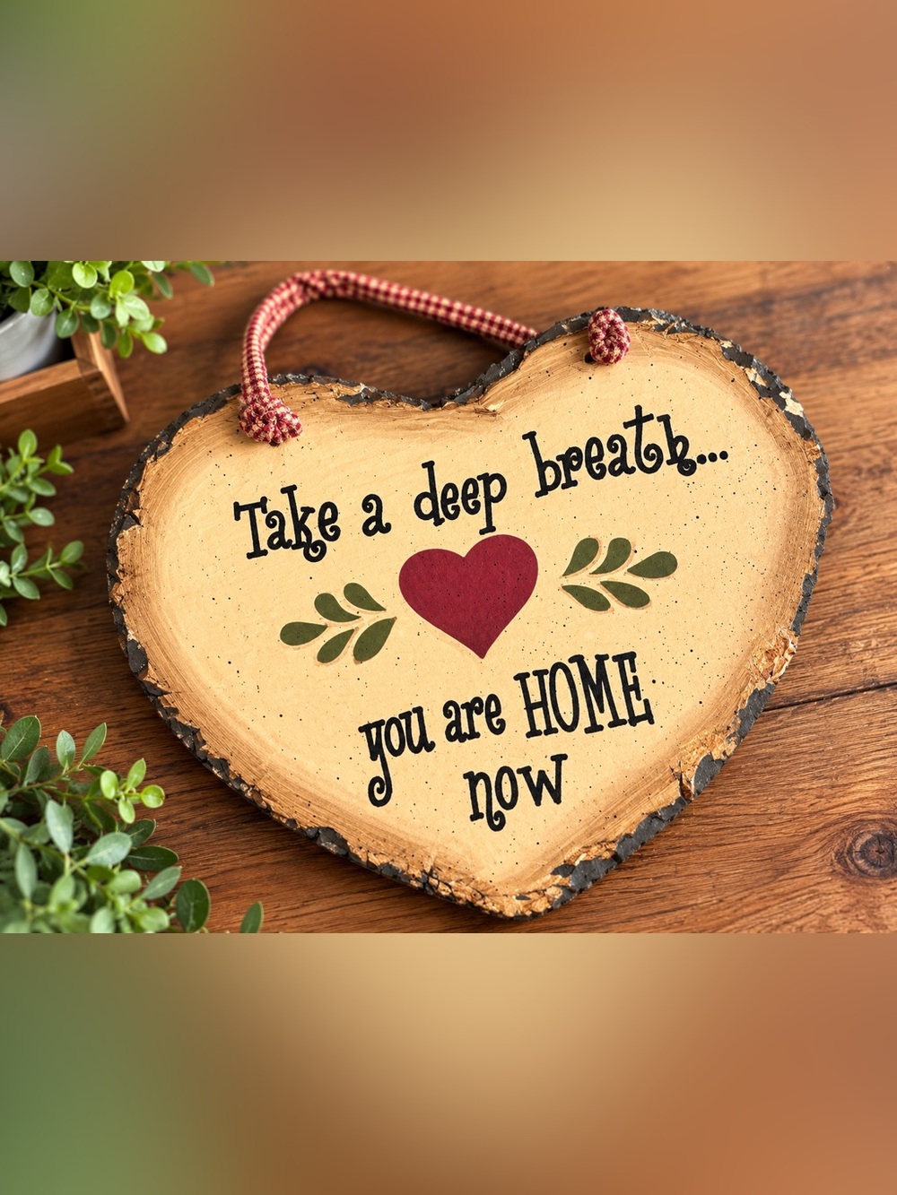Take a Deep Breath Red Heart Wall Sign - Home Wall Decor